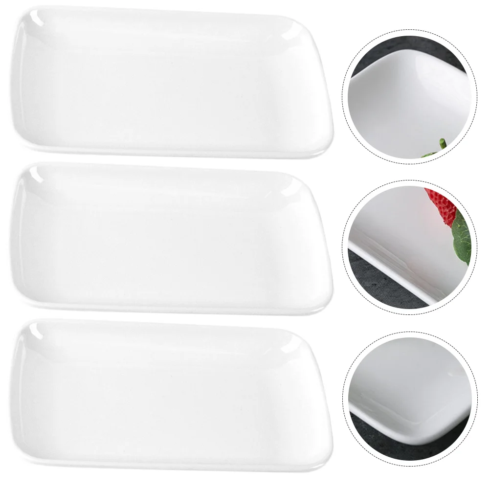 

3Pcs Rectangular Plate Breakfast Plate Pastry Serving Plate Rectangular Food Plate Dessert Plate
