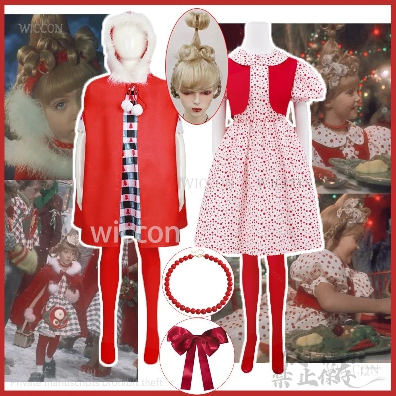 Новый аниме Рождественский косплей Синди Лу костюм красный плащ милое платье
