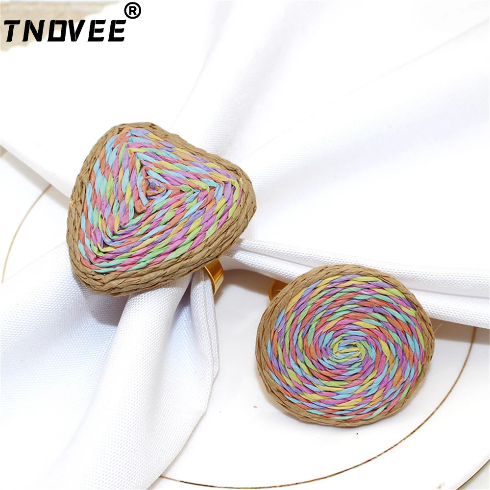 

6 шт., разноцветные Плетеные кольца для салфеток