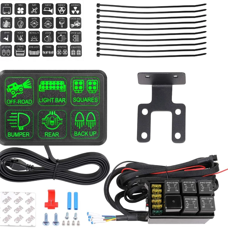 

Universal Circuit Control Box Button Switch Pod Touch Switch Box 6 Gang Switch Panel for Truck ATV UTV SUV Car