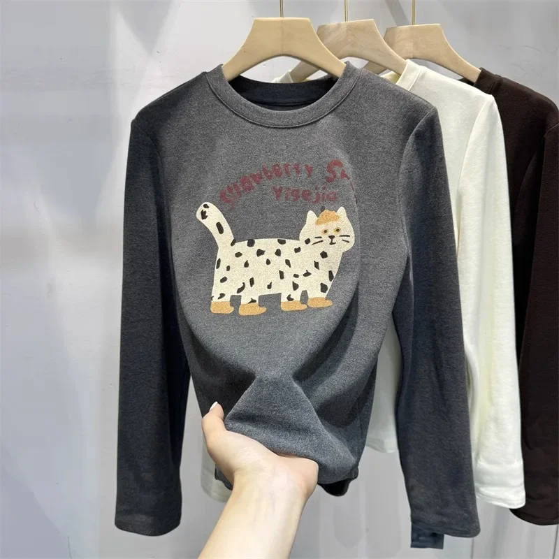 Осень/зима 2023 новый стиль мягкая двухсторонняя шлифовальная бархатная футболка