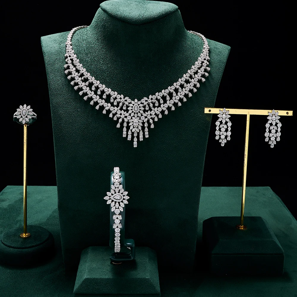 

TIRIM Luxury Cubic Zircon Necklace Sets For Women Bridal jewelry Set Dubai Wedding Graduation Party Make You Look Fabulous