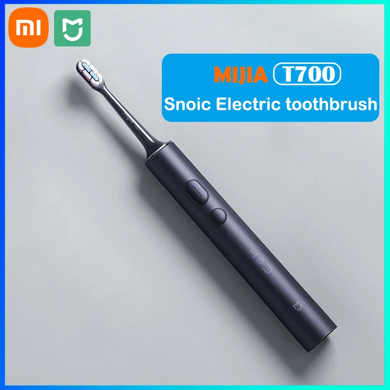 

Xiaomi Mijia T700 звуковая электрическая зубная щетка со светодиодным дисплеем IPX7 полностью водонепроницаемая супер плотная мягкая щетина Индуктивная зарядка