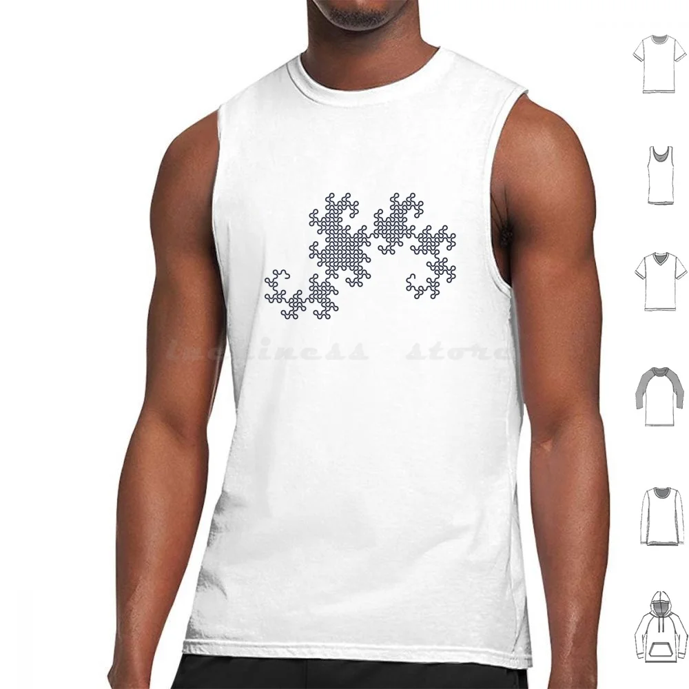

Dragon Curve Fractal-10 Steps Rounded Tank Tops Print Cotton Dragon Space Square System Math Maths Mathematics