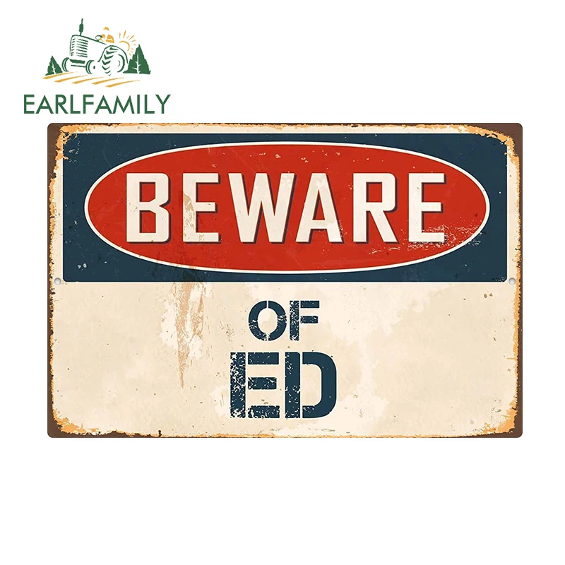 EARLFAMILY 13cm x 8.6cm for Be Ware Of ED Car Stickers Occlusion Scratch Waterproof Personality Decal Refrigerator Car Label
