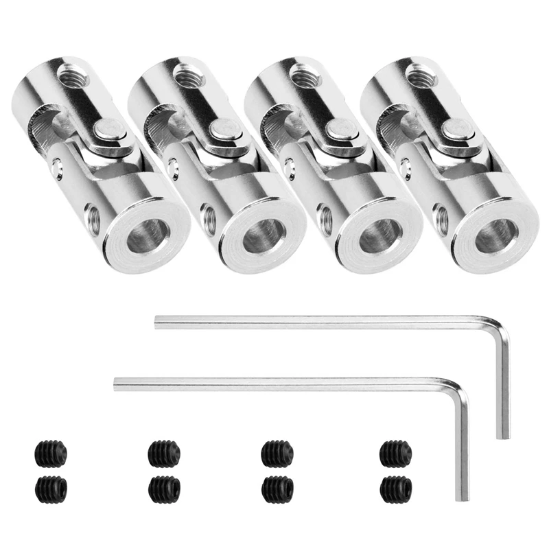 

8 Packs 4Mm To 4Mm Steel Universal Joint Cardan Coupling Connector, Rotatable Model DIY Motor Shaft Fitting Accessory