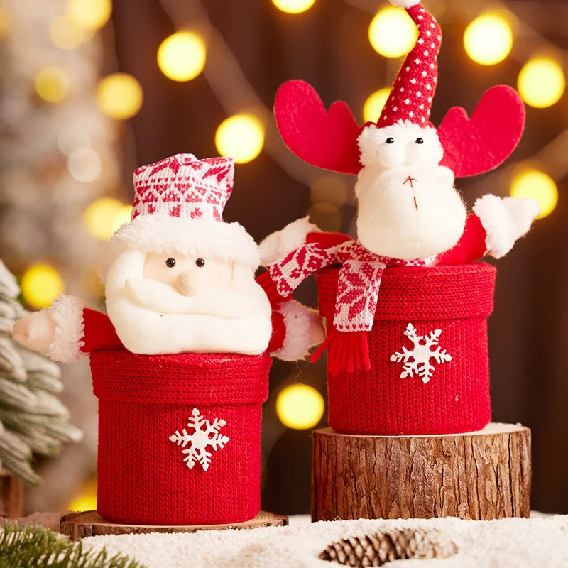 Рождественская вязаная сумка со звездой и яблоком Рождественский мультяшный