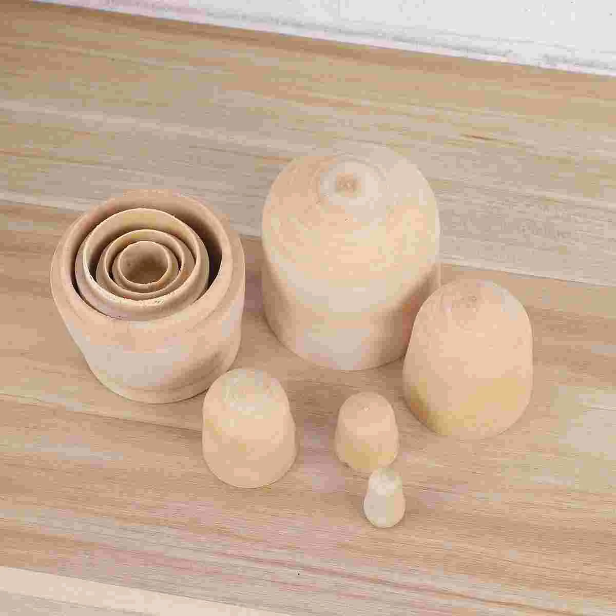 

Nesting Russian Unpainted Blank Wooden Diy Wood Craft Plain Peg Stacking Babushka Unfinished Vintage Toy Christmas Kids Bodies