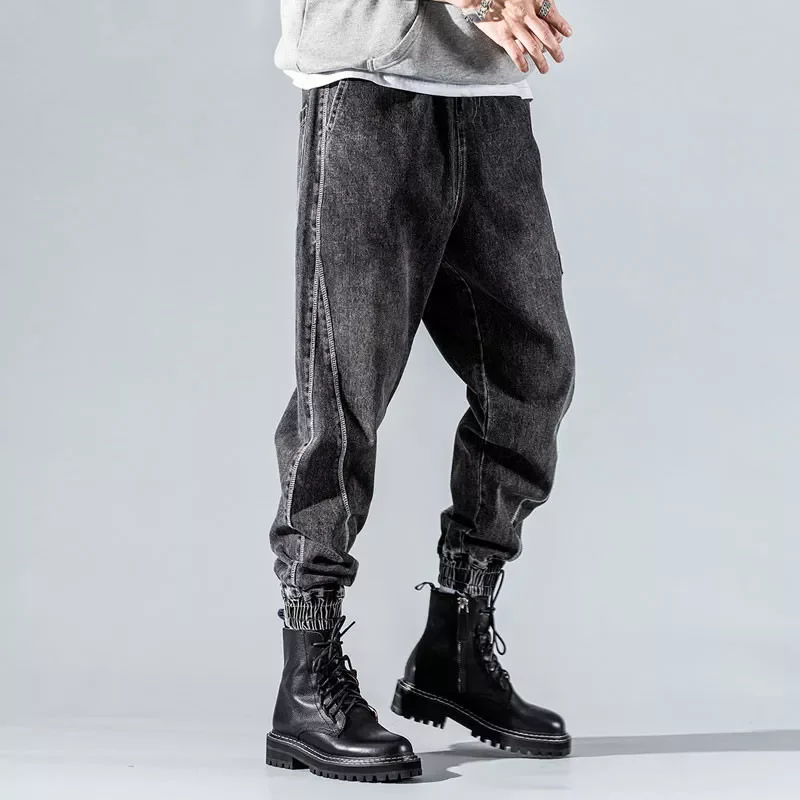 2022New Hip Hop Harem Jeans Pants Men Loose Joggers Denim Casual Sweatpants Korean Style Men's jeans Cargo Pants Joggers Pan
