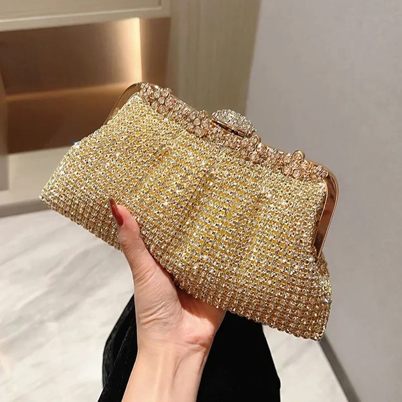 

Shiny Party Bling Designer Bag Wedding Rhinestone Pleated Dress Evening Luxury XA764H Purse Clutch Long Hand Bride Dinner Bag