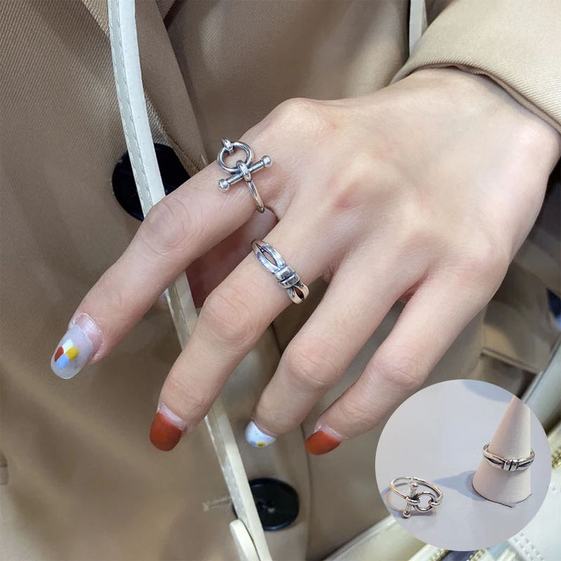 

100% 925 Sterling Silver Geometric Open Ring for Women Girl Vintage Simple Irregular Knot Design Jewelry Party Gift Dropshipping