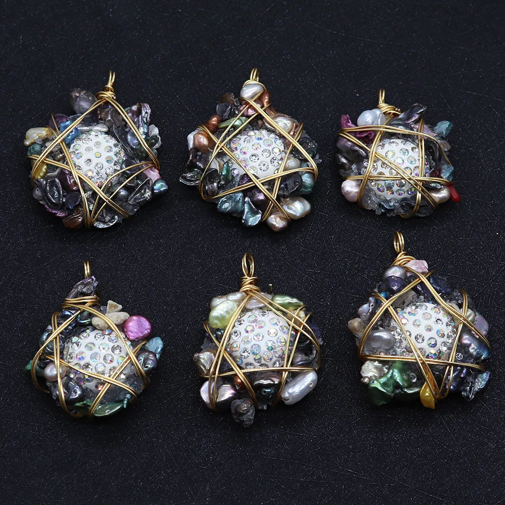 

Natural Irregular Pearl Shiny Mud Diamond Wrap Pendant Black Baroque Pearls for Jewelry Making DIY Necklace Bracelet Accessories