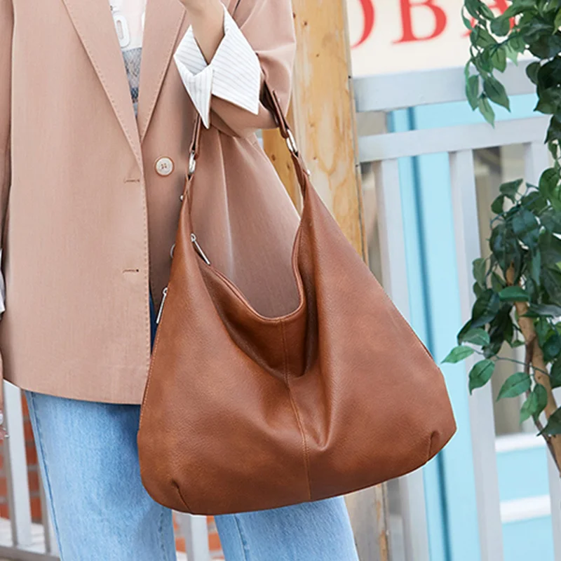 

Vintage Soft Leather Tote Bag For Women Brands Shoulder Bag Casual Use Handbag Shopping Top-handle Purse Bolsa sac