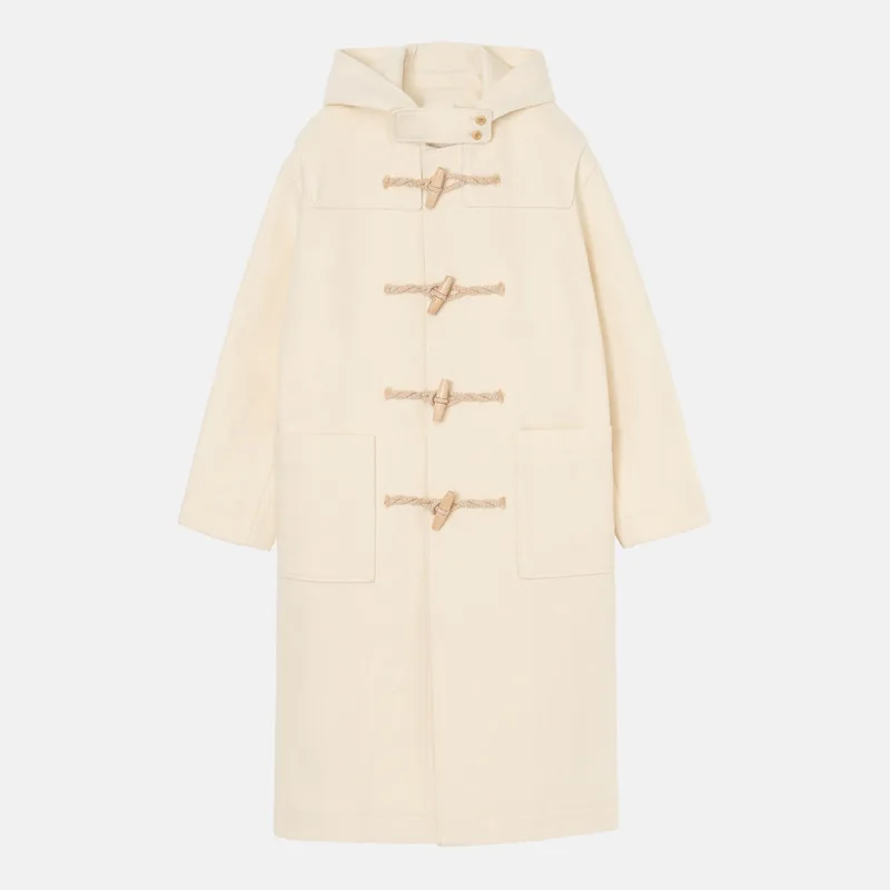 Пальто женское шерстяное средней длины с капюшоном на осень/зиму