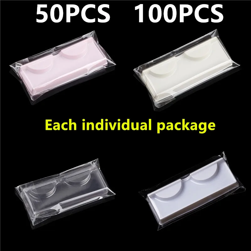 

Y-Meiyaa 50PCS 100PCS Pink Clear False Eyelash Packaging Box Lash Boxes Each Individual Package Custom Logo Wholesale 20#