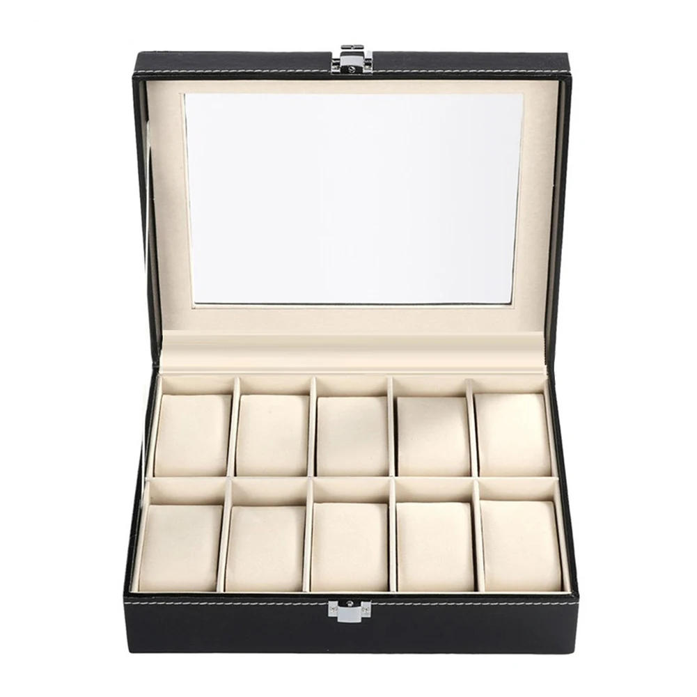 

10 Slots Watch Box Portable Travel Jewelry Bracelet Storage Case Rings Organizer