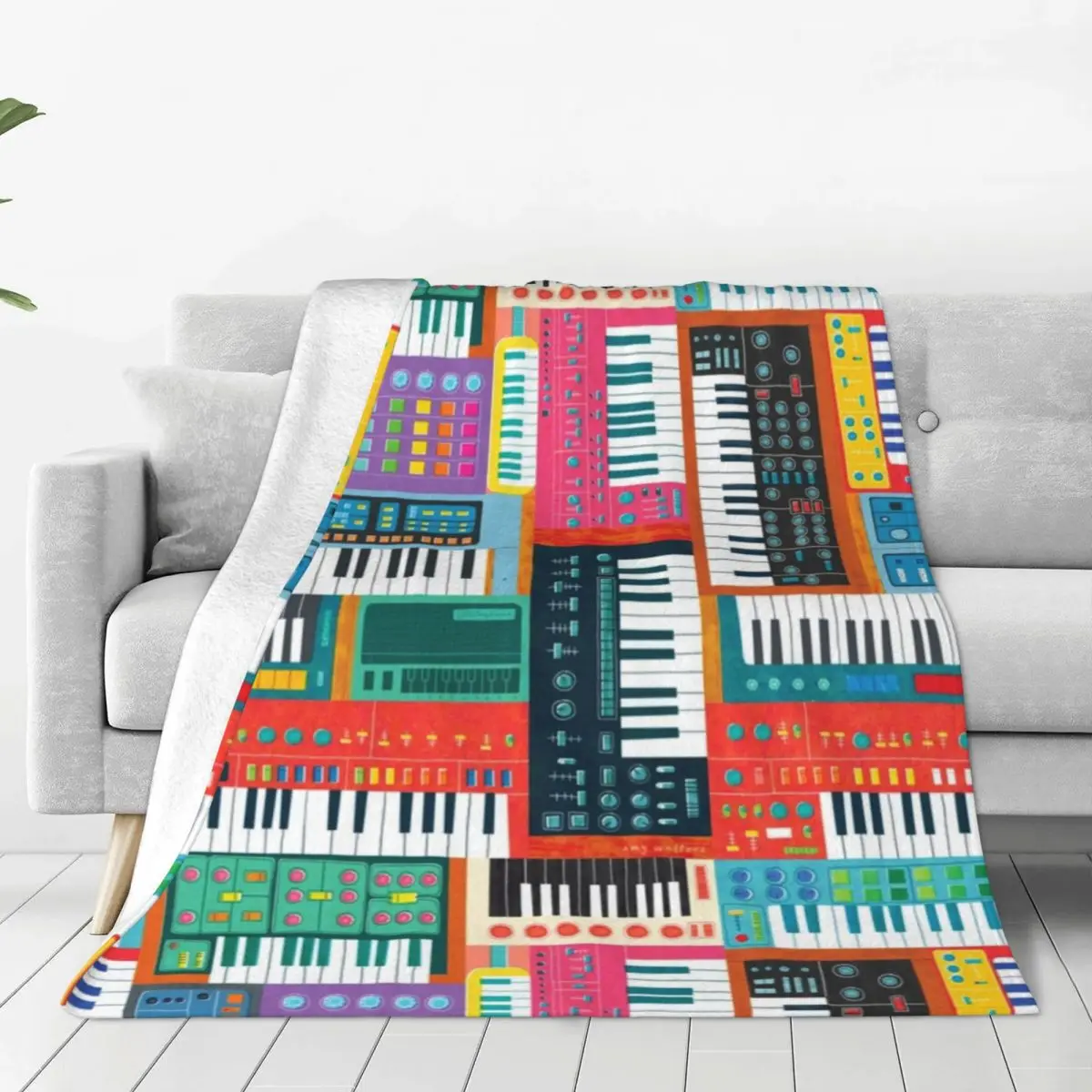 Music Keyboards Blanket Pop Art Super Soft Cheap Bedspread Aesthetic Fleece For Photo Shoot Blanket