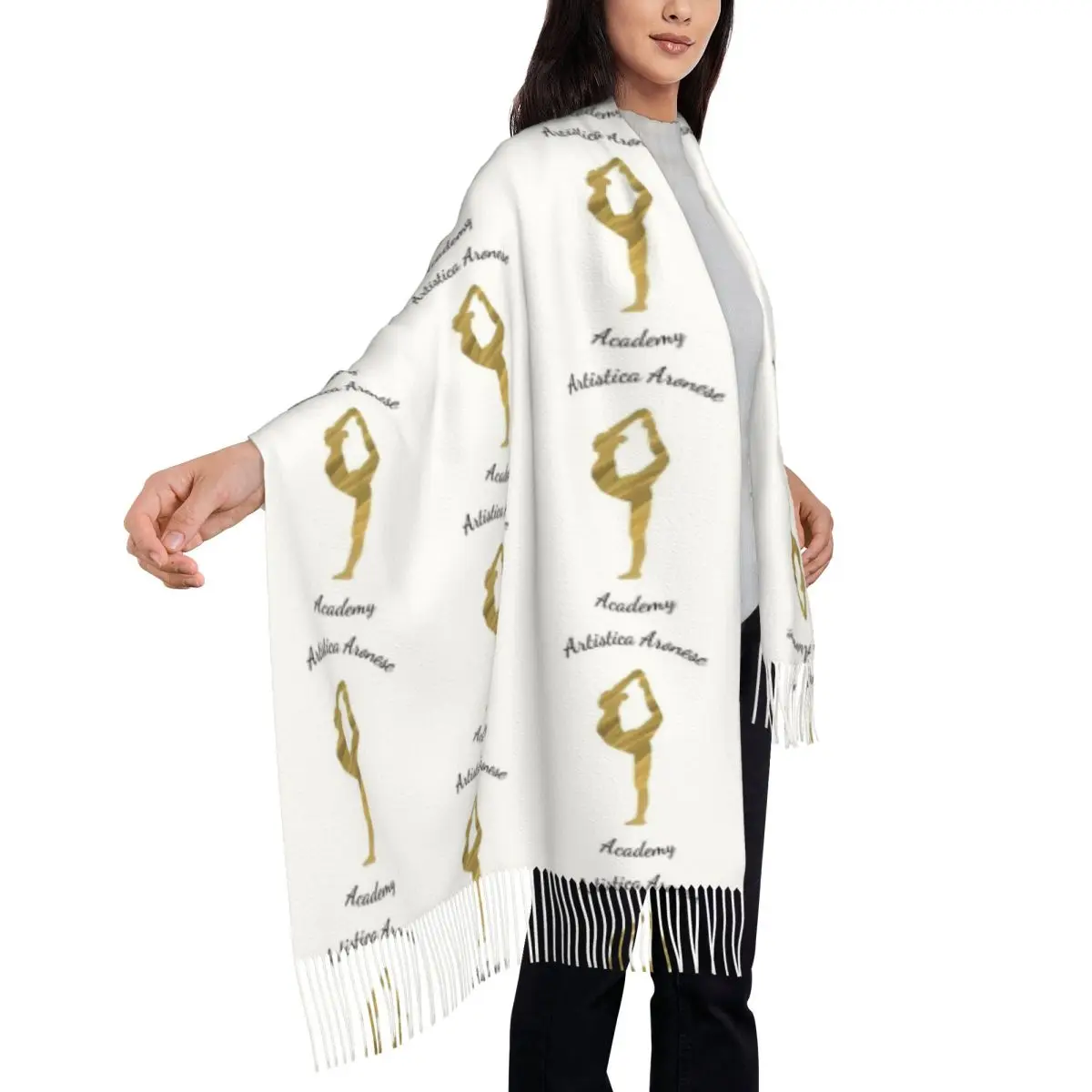 Шарф с принтом для художественной гимнастики шарфы кисточками женские мягкие