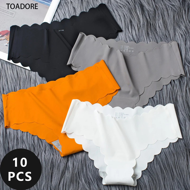 8/10 Pcs Lot Panties Seamless Women's Plain Panties Set Solid Underwear For Women Silk Slip Underpanties Panti  Woman Ropa Mujer