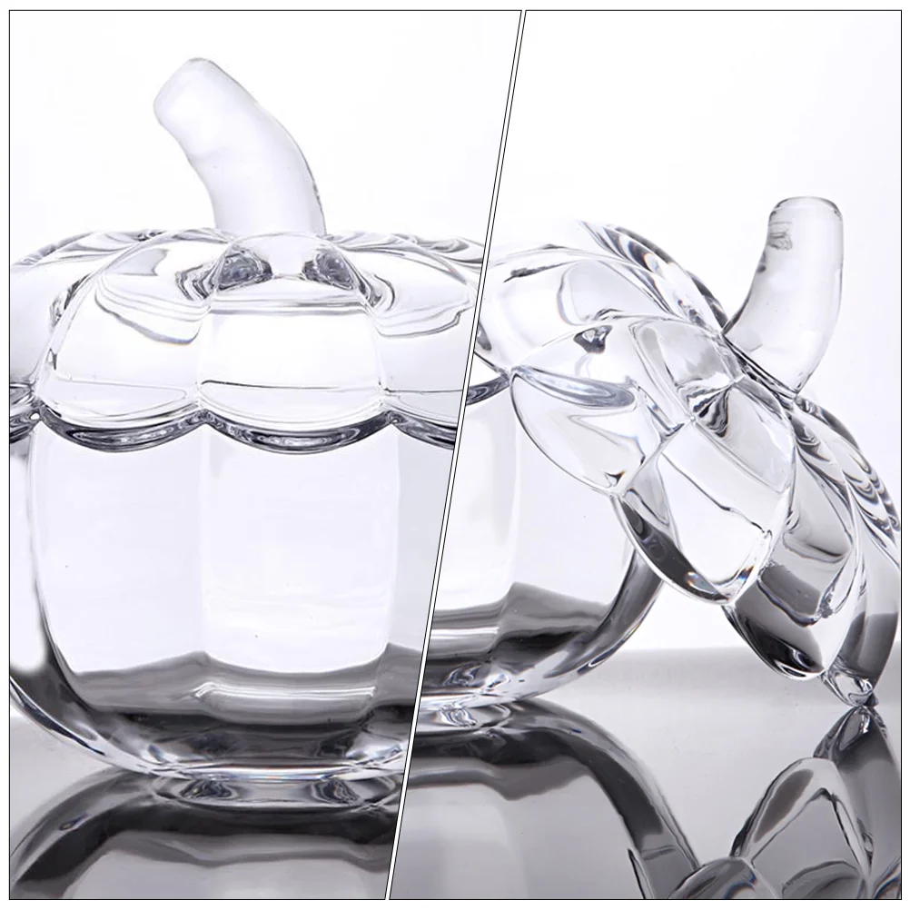 

Transparent Tank Pumpkin Candy Jar Glass Lid Snacks Bowl Confectionery Canister
