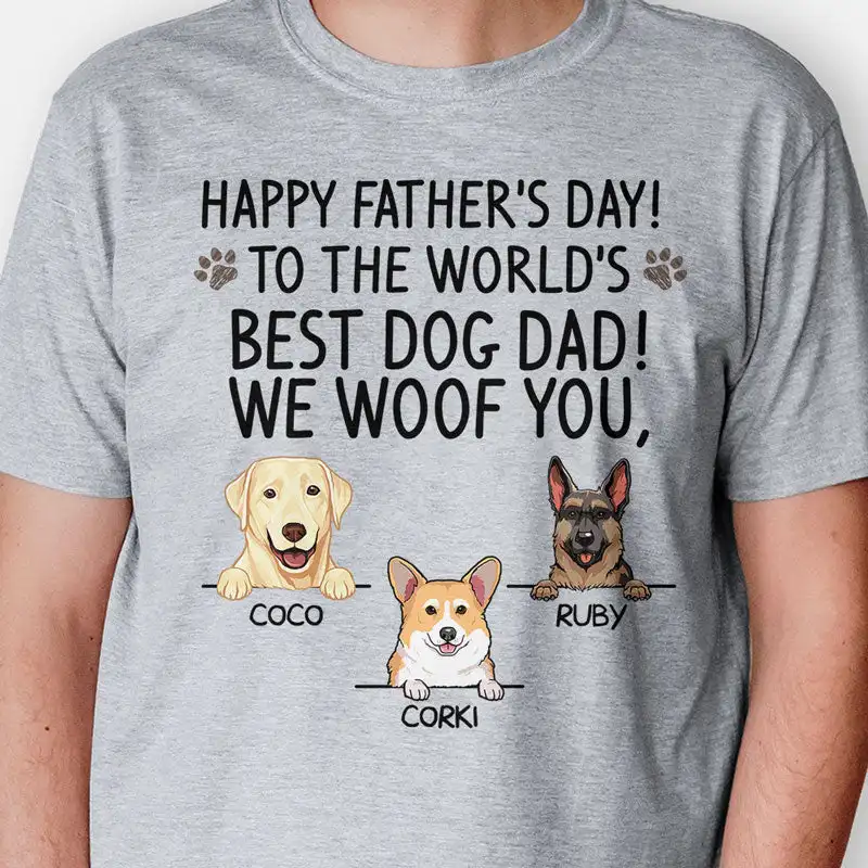 

Cotton Graphic T Shirt To The World Best Dog Dad, Personalized Gifts for Dog Lovers