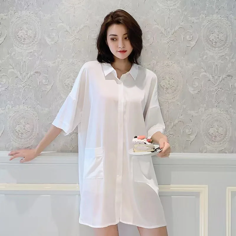 YFTNH Satin Silk Nightgown for Women Soft Sleepwear Back Cutout Sexy Solid Color Plain Short Sleeve Nightshirt Summer Nightdress