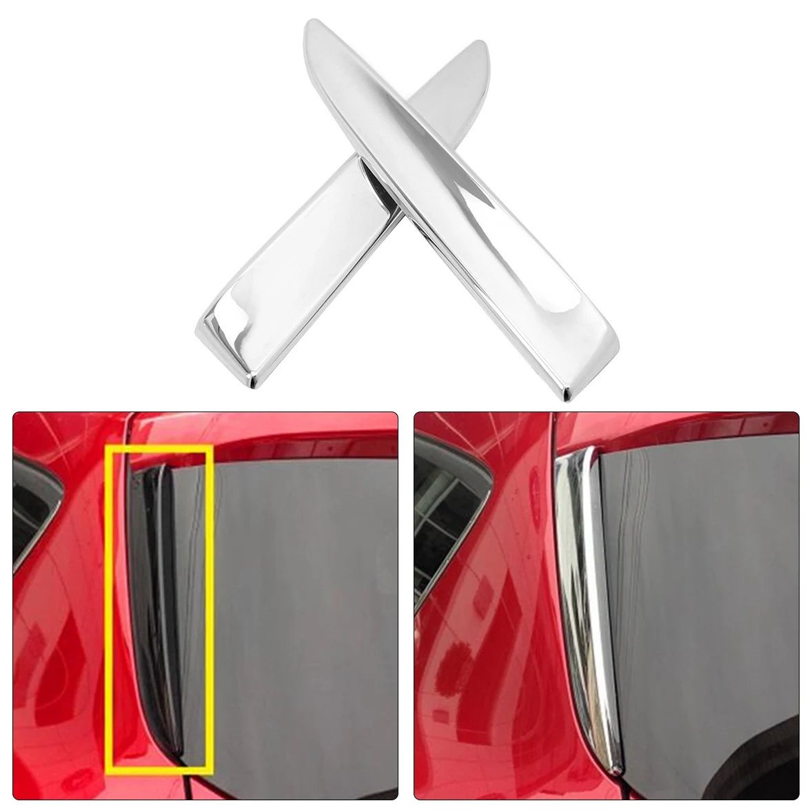 Для Ford Escape Kuga MK2 2013-2019 Chrome Lunette ArrièRe Spoiler Couverture Garniture Pilier Poteaux Moulage DéCoration