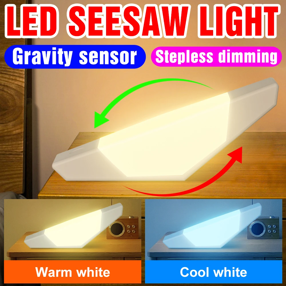 

Светодиодная настольная лампа, прикроватный светильник с датчиком силы тяжести, ночник с зарядкой по USB, светильник для чтения, декоративна...