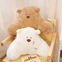 cartoon bear head cushion neck protection pillow cute plush car seat headrest office chair soft lumbar cushions home sofa decor