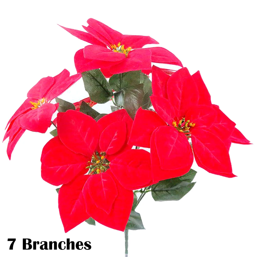 

Christmas Flower Artificial Flower 1 Piece Beautiful Decoration Lifelike Lint + Plastic + Iron Wire Poinsettia