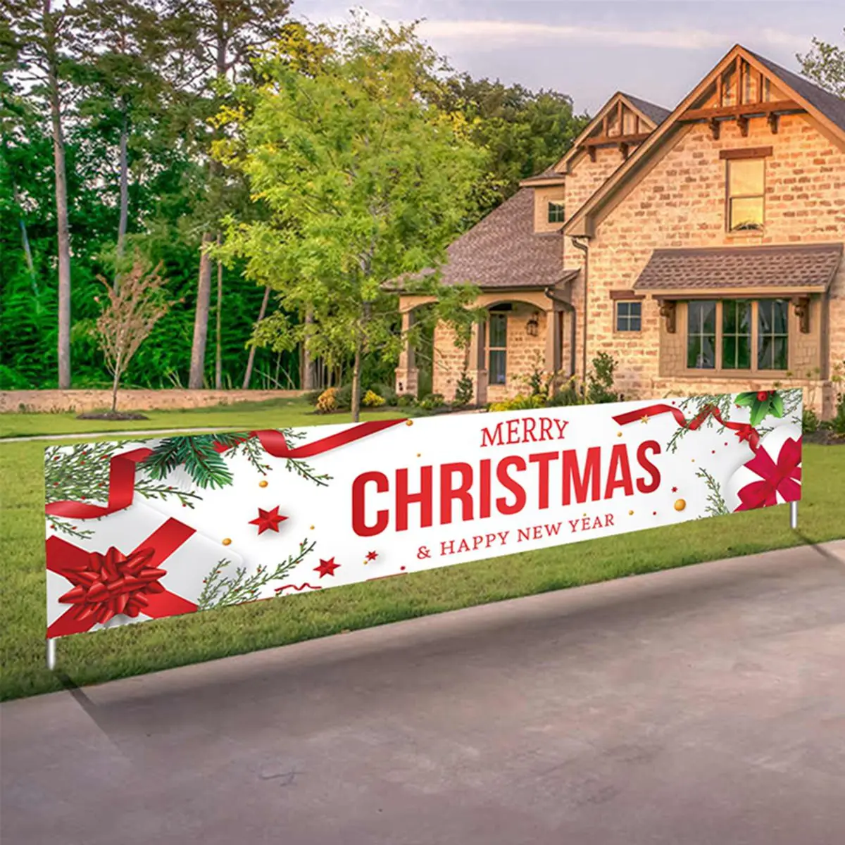 Christmas Outdoor Banner Flag Merry Christmas Decoration 2023 Xmas Ornaments Gifts Navidad Noel Natal Happy New Year 2024