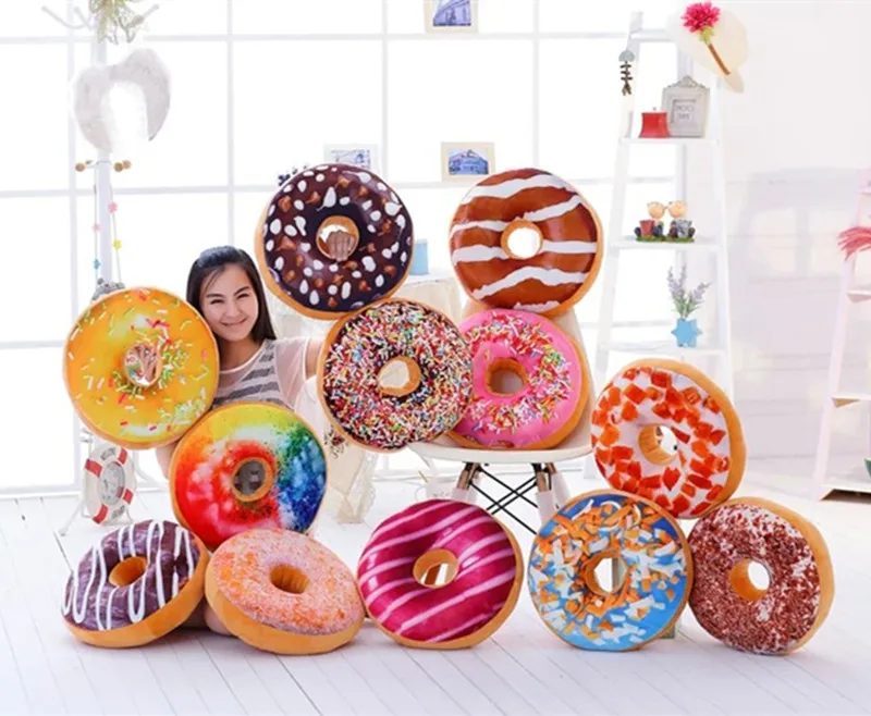 

40cm Cute Chocolate Donut Sofa Seat Cushion Christmas Donuts Pillow Xmas Kid Present Toy PP Cotton Filling Hand Rests Car Mats