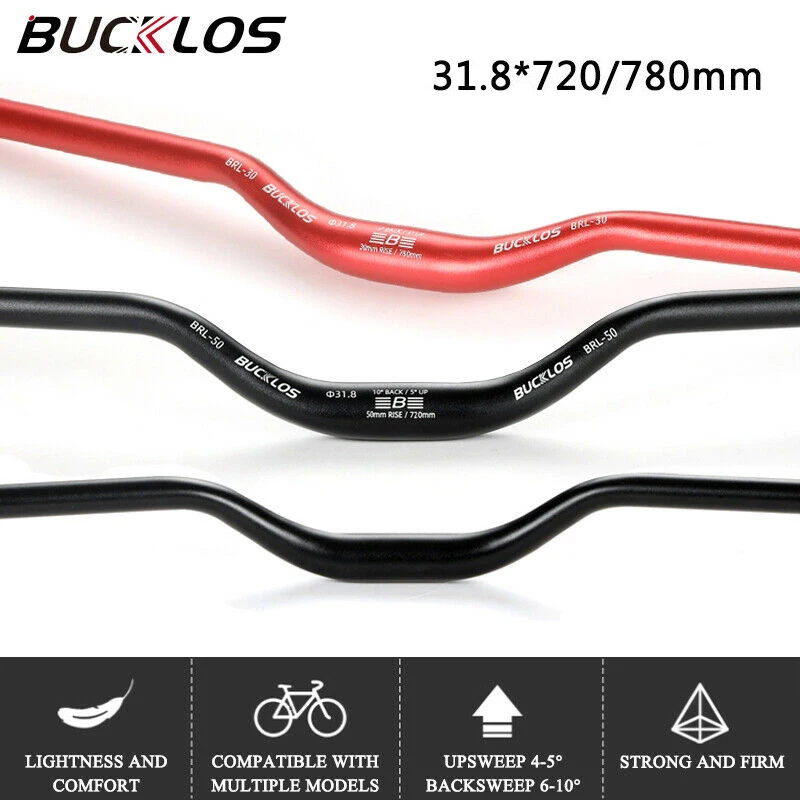 

BUCKLOS 31.8mm Bicycle Handlebar 720mm 780mm Mountain Bike Handlebar Durable MTB Handle Bar Riser/Flat Bar Bike Accessories