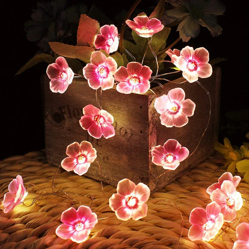 Lovely Flower Cherry USB String Light 2M 20Leds,DIY flower Light Arrangement,Christmas,New Year Home Room Supplies