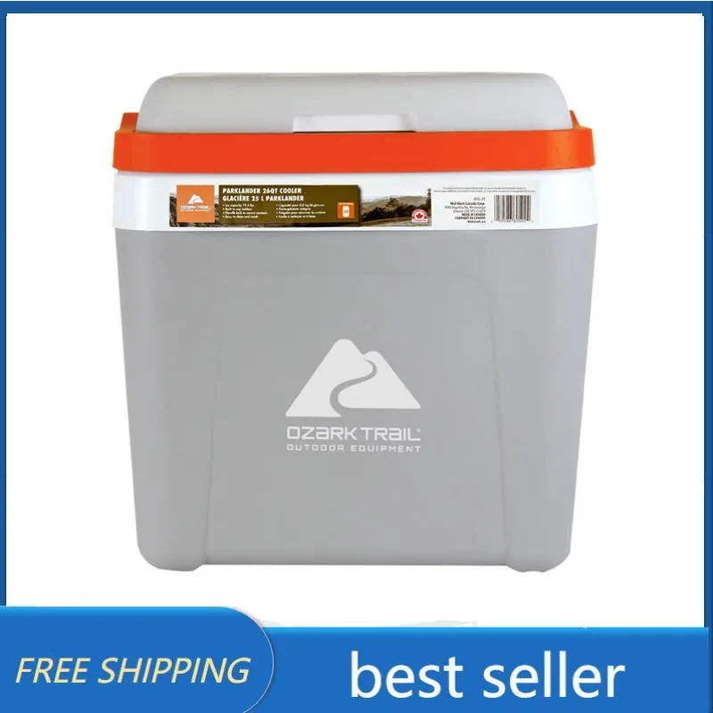

Ozark Trail Parklander 25L/ 26QT Hard Sided Portable Ice Chest Cooler, 32 can capacity, Grey