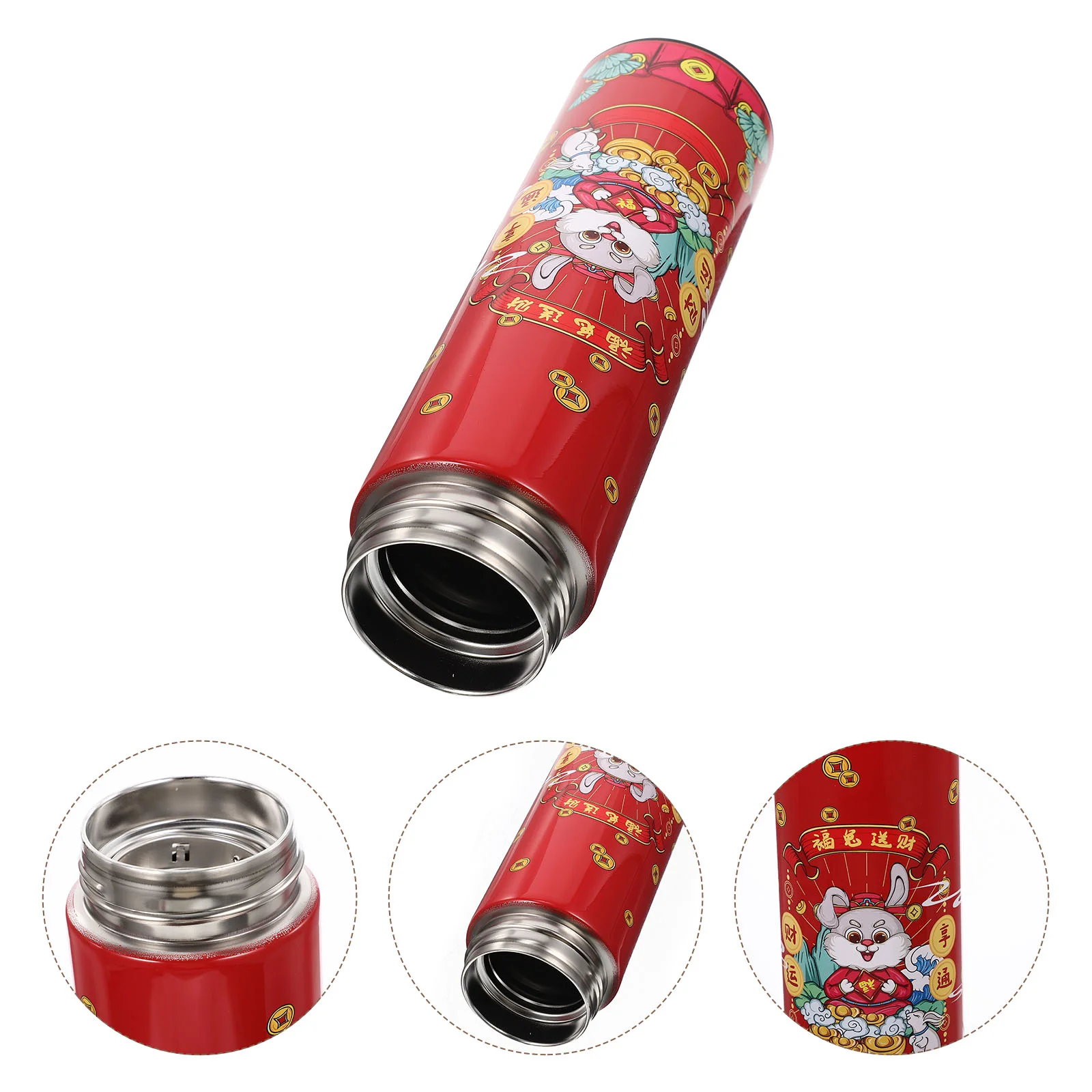 

Water Bottle Cup Kids Insulated Year Chinese Travel Drink Coffee Rabbit New Bottles Double Winter The Mug Camping Thermal Hot