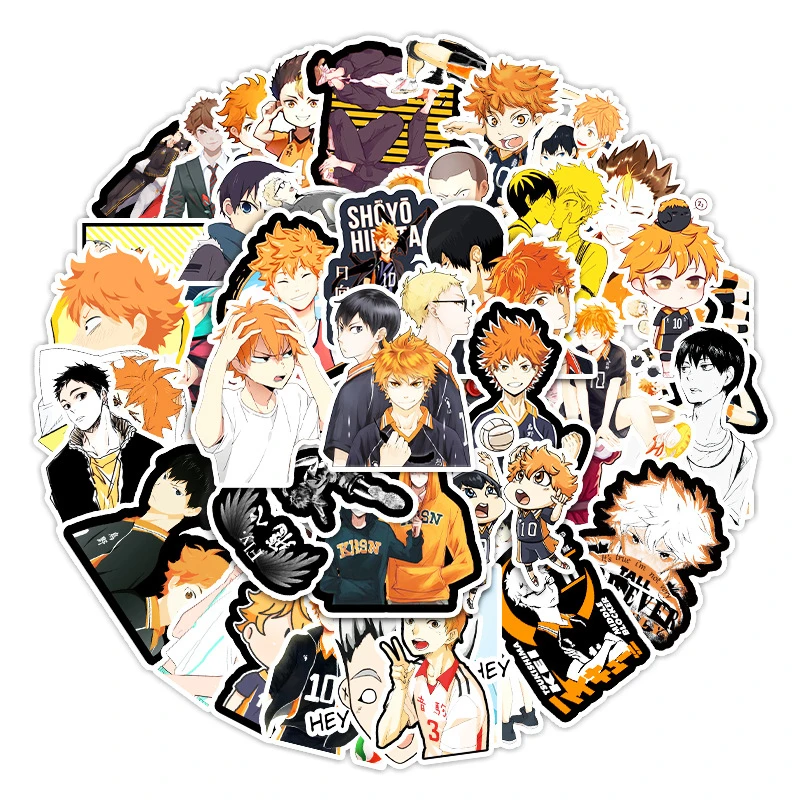 

Bandai Cartoon Anime Kawaii Haikyuu Stickers for Laptop Suitcase Stationery Waterproof Decals Album Graffiti Kids Toys Gifts