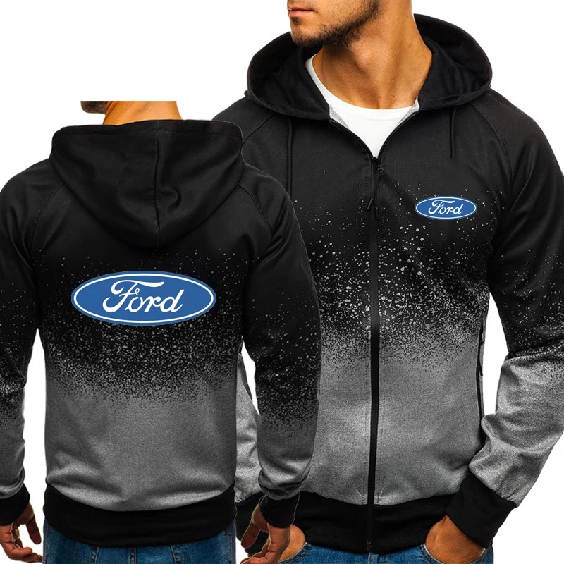 

Men's Jackets Ford Logo Print Spring Autumn Zipper Hoodie Outwear Male Casual Tops High Quality Camouflage Male Coat