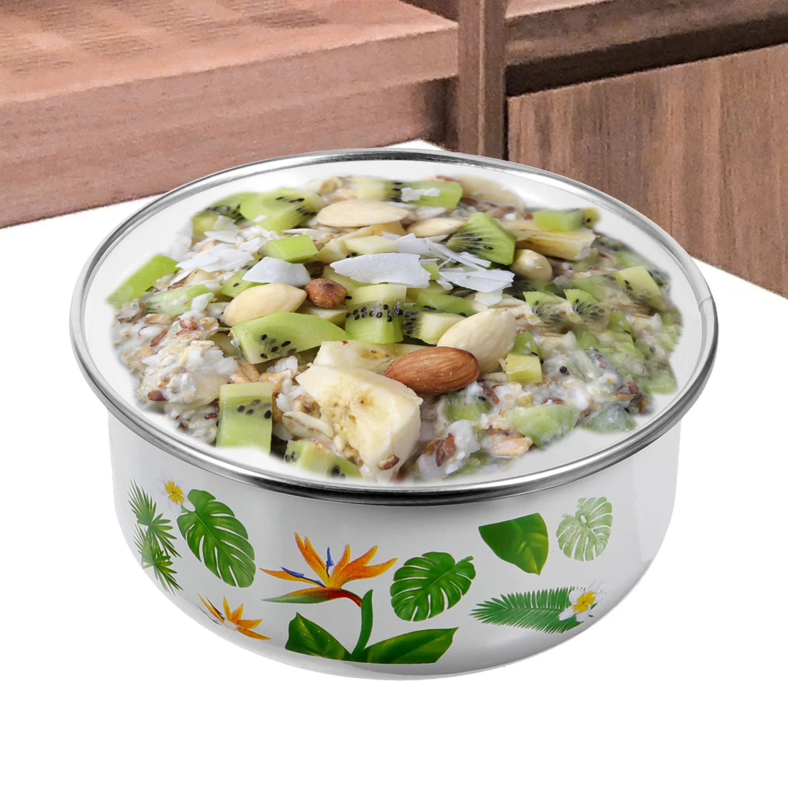 

5 шт. эмалированные миски с крышками, пищевые миски для супа, контейнеры для свежести фруктов, бытовые миски для супа