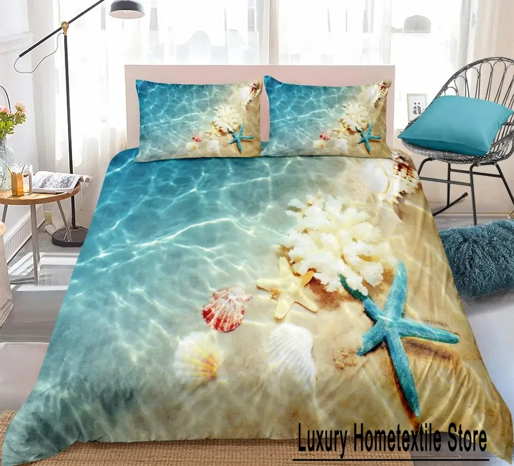 Комплект постельного белья Ocean Coast Beach пододеяльник синяя морская звезда комплект