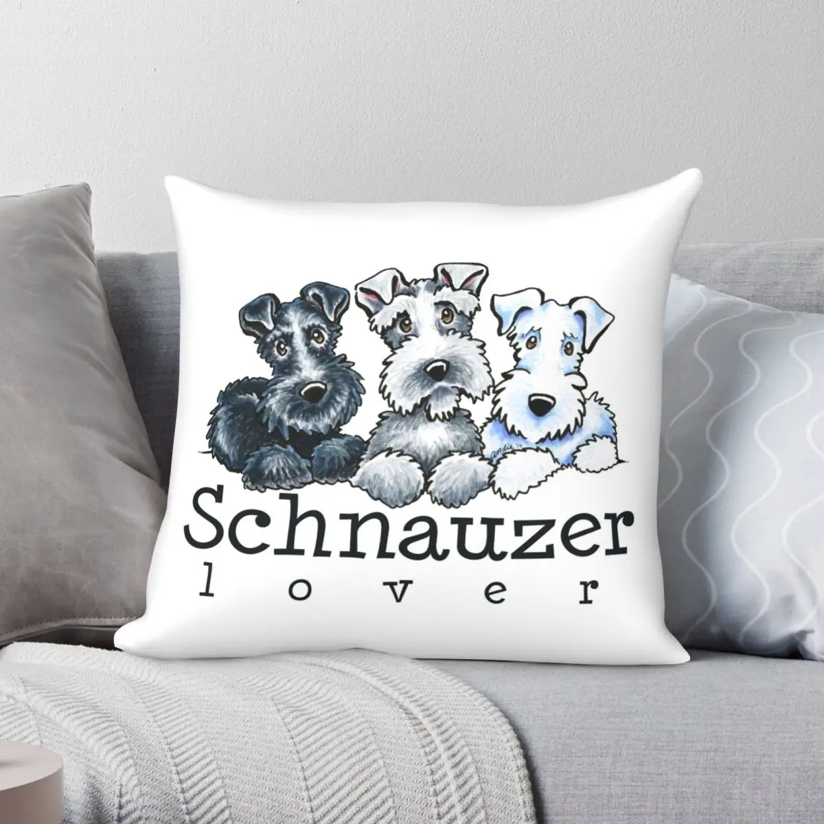 

Schnauzer Lover 2015 Pillowcase Polyester Linen Velvet Creative Zip Decor Throw Pillow Case Home Cushion Cover