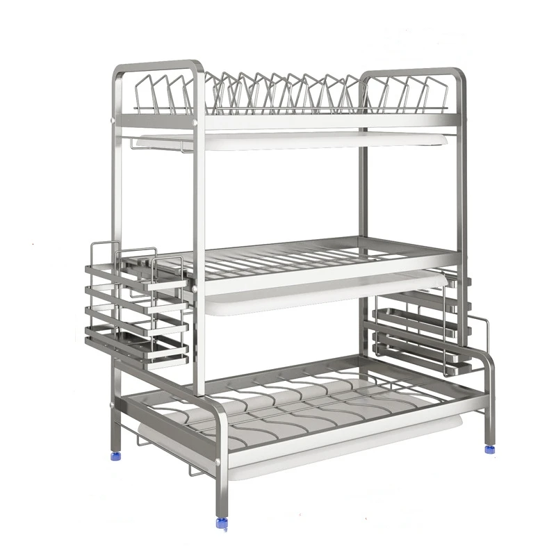 

Dish Rack Drain 304 Stainless Steel Kitchen Racks Drain Dry Dishes Tableware Dishes Dish Rack Three-tier Storage Rack