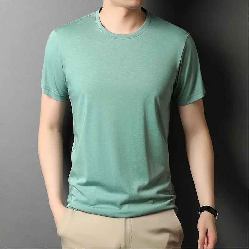 

Men's T-shirt Top Summer Fashion Solid Color Straight Round Neck T-shirt Men's Casual Short Sleeve Pullover T-shirt