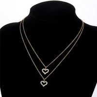 luxury fashion new 2022 gold inlaid zircon love double layered clavicle chain fashion simple necklace women