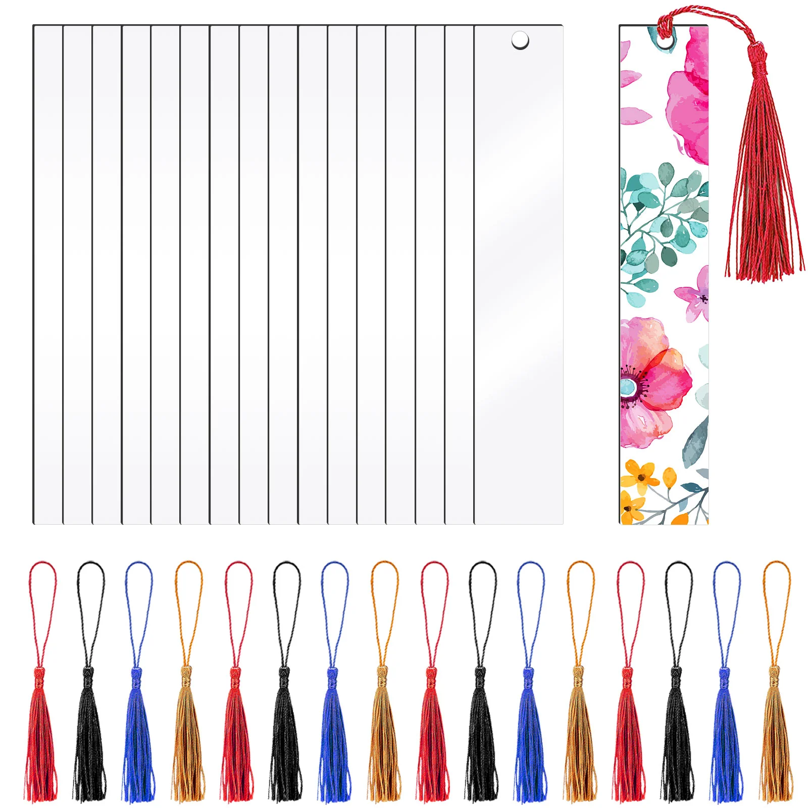

40 Pcs Tassel Trim Reader Rectangle Bookmarks Decorate Clear Markers Student Acrylic
