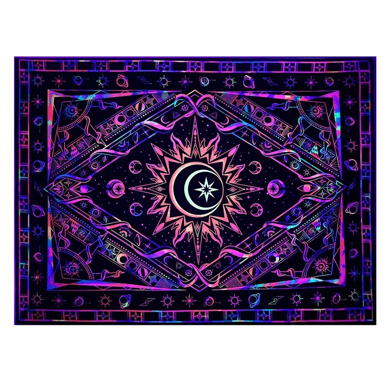 

Tapestry For Bedroom Aesthetic Room Decor Wall Tapestry Blacklight Tapestry UV Reactive Black Light Posters Colorful