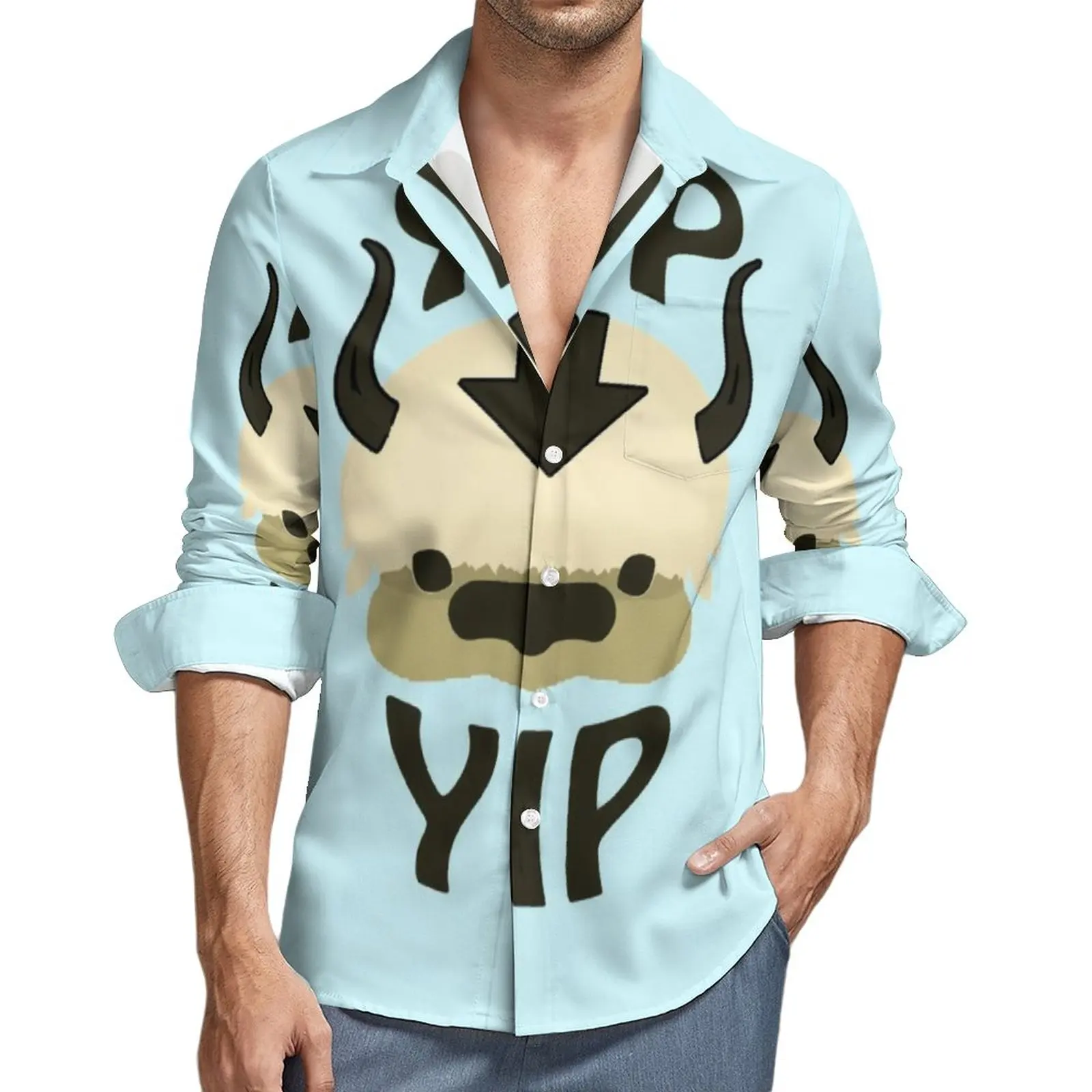 

YIP yappa Avatar, последняя рубашка Airbender, весенние повседневные рубашки для ТВ-шоу, мужские Ретро Блузки с длинным рукавом, Графические Топы