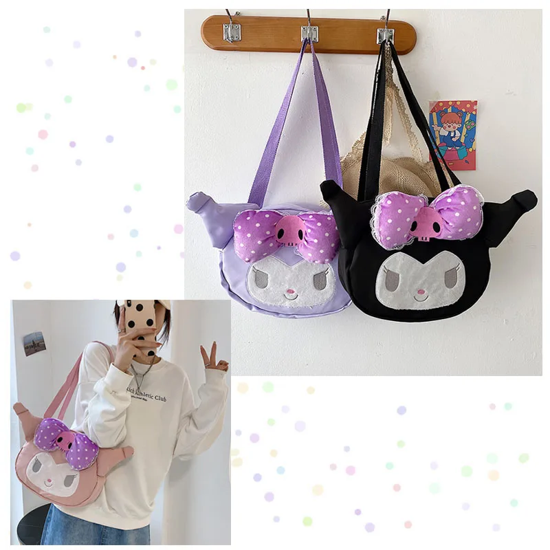 

Anime Figure Cute Kuromi Shoulder Bags Cartoon Kawaii Doll Handbag High Capacity Storage Messenger Bag Girl Birthday Gifts