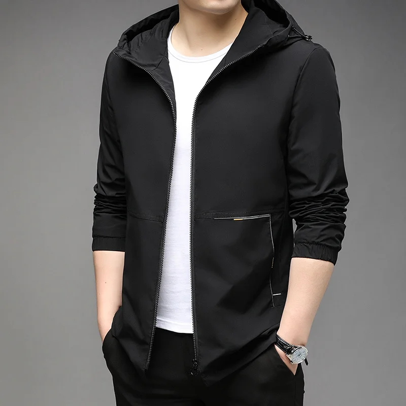 

Мужская приталенная ветровка с длинным рукавом, на молнии