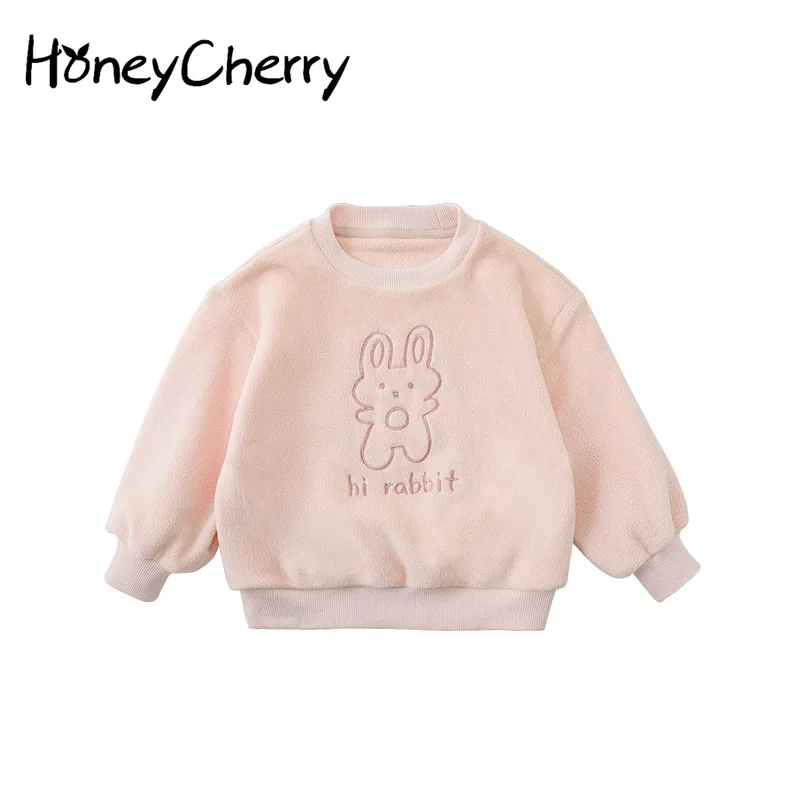 

HoneyCherry Girls cute cartoon warm sweater new baby fleece thickened top little girl clothes